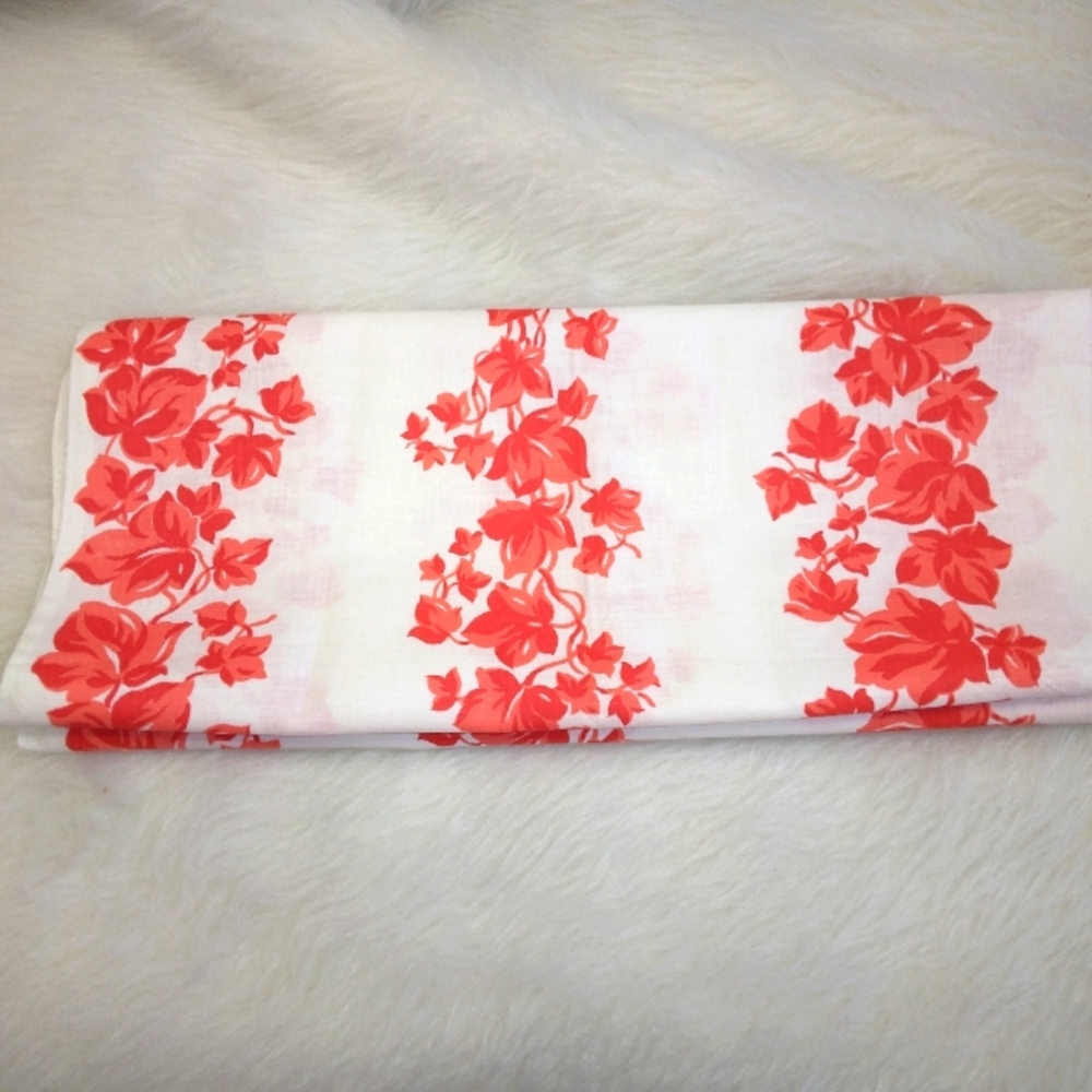 FABRIC Vintage Orange/Red/Coral banners of leaves, 2 pieces